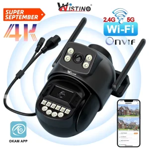 Dual Lens Network Camera 8MP Pixel Night Vision Full Color Outdoor Wifi Security Camera