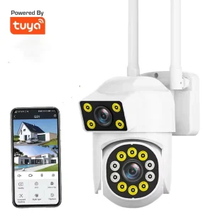 Dual Lens and Dual Screen Smart Camera Outdoor IP67 Full Color Night Vision Alarm Voice Support Multi-user View