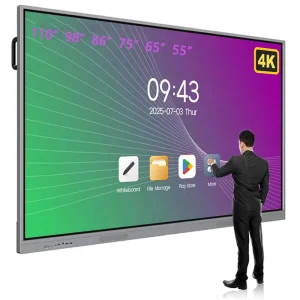 Dual OS System 65 75 Inch 4K LCD Smart Electronic Interactive Classroom Digital Board Whiteboard For Teaching