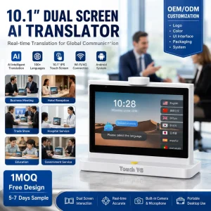 Dual Screen AI Voice Translator 10.1 Inch Touch Screen Real Time Translation Device for International Business Communication