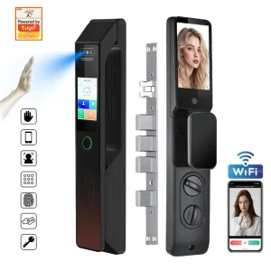 Dual Screen Facial Recognition Smart Control Lock for Wood Steel Aluminum Doors Memory Card Storage Tuya App Multi Unlock