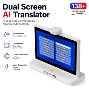 Dual Screen Monitor Voice Translator AI Powered Real Time Translation 50 Languages Desktop Device for Hotel Front Desk Service