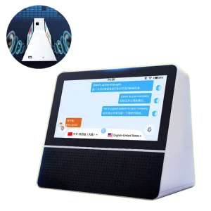 Dual Screen Smart Translator 7 Inch Android Display Battery Speaker Desktop Airport Hotel Restaurant Retail Meeting Room Conference