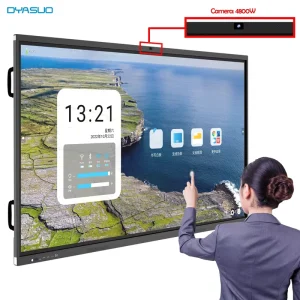 Dual System 4K LCD Aluminum Alloy Anti Glare Interactive Smart Touch Screen Whiteboard 48MP Camera 20 Touch Point Wireless