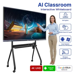 Dual System Smart Blackboard Digital Whiteboard 55 65 75 85 86 98 110 Inch for Classroom