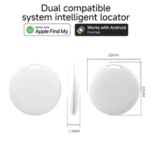 Dual System Tracker MFi Certified Compatible with Apple Find My & Google Find My Device Global Locator for IOS Android