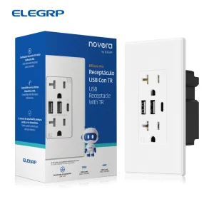Dual USB A&USB C 20A Wall Mounted Receptacle Listed 30W 6.0Amp 3 Port Usb Wall Outlet with Smart Chip for America
