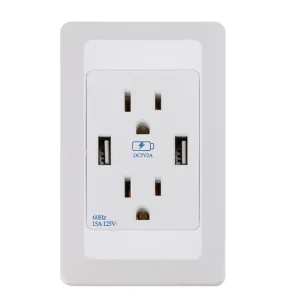 Dual USB Port 125v Smart Power Socket Plug Wall Charger Adaptor