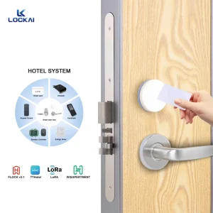 Durable 304 Stainless Steel Electronic Smart RFID Hotel Magnetic Card Key Room Door Lock for Wood Doors SDK Free Software System