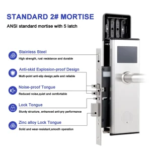 Durable Anti-Rust Smart Lock for Wood Door with 304 Stainless Steel Key/Card/App Control