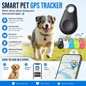 Durable Smart Pet Dog cat GPS Tracker, Long Battery Life IP67 Waterproof Bluetooth Dog Key Finder Tracker
