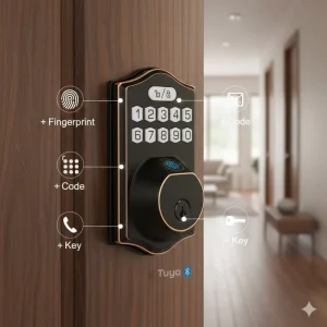 Durable Zinc Alloy Tuya WiFi Smart Lock American Standard Deadbolt Fingerprint Digital Lock for Exterior Door