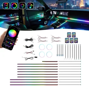 Dynamic Chasing Symphony Car Ambient LED Strip Set 26 Lights Music Active Interior Atmosphere Lamp Professional Decoration Tool