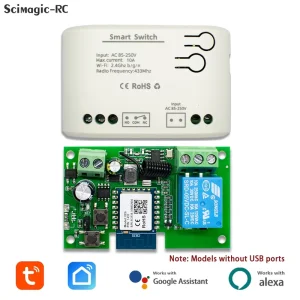 E0805 Tuya Smart Wifi Motor Switch Module 1CH AC 85 250V RF 433 Radio Remote Control Inching Relay for Alexa Google Home