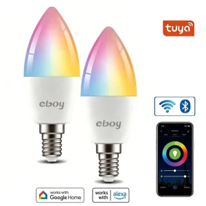 E12 B11 C37 RGBCW 5W 450LM ETL Tuya WiFi Dimmable LED Smart Bulb for Alexa and Google App Control, for Home Use