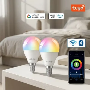 E12 E26 G45 RGBCW 5W 450LM ETL Tuya WiFi App-Controlled Dimmable LED Smart Home Bulb Compatible with Alexa and Google