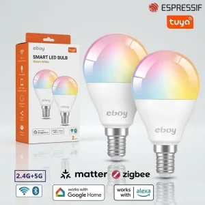 E12 E26 G45 RGBCW 5W 450LM ETL Tuya WiFi App-Controlled Dimmable LED Smart Home Bulb for Alexa and Google