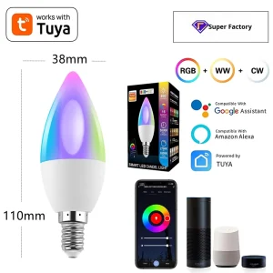 E12 LED 5W Type B Smart Bulb RGBCW WiFi B11 Candelabra Bulb with Smart Life AvatarControl App