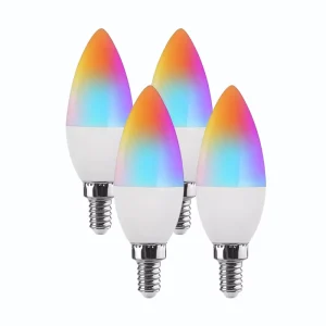 E14 Tuya Wireless Smart LED Candle Bulb 9W, with Remote Smart Life App and Voice Control, Compatible with Alexa and Google Home