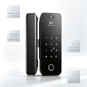 E186 OEM ODM 3D Face Wifi Smart Glass Door Lock | Fingerprint, Password, IC Card, App Remote Unlock, Aluminum Alloy
