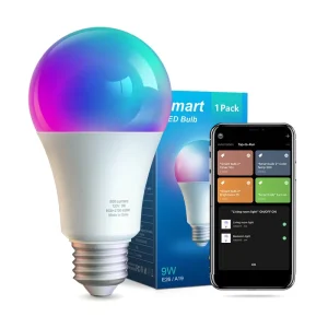 E26 A19 RGB 1-Pack Daybetter App Wireless-Controlled Dimmable Multicolor-Changing Smart LED Light Bulb Compatible with Alexa and Google Home