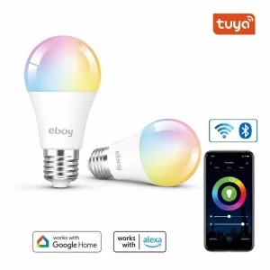 E26 A19 RGBCW 9W 800 lm ETL Tuya WiFi LED Smart Home Bulb, Compatible with Alexa and Google, App-Controlled and Dimmable