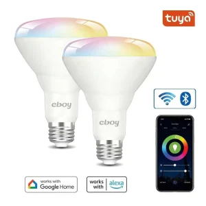 E26 BR30 RGBCW 12W 1050LM ETL Tuya WiFi App-Controlled Dimmable LED Smart Home Bulb Compatible with Alexa and Google