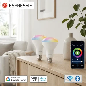 E26 BR30 RGBCW 8W 750LM ETL CEC ESP Wi-Fi App-Controlled Dimmable LED Smart Home Bulb Compatible with Alexa and Google