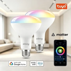 E26 BR30 RGBCW 8W 750LM ETL CEC Matter Dimmable LED Light Smart Bulbs for Home Alexa Google