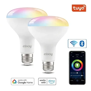 E26 BR30 RGBCW 8W 750LM ETL Tuya Wi-Fi Dimmable LED Smart Light Bulb, App-Controlled, Compatible with Alexa and Google, for Home