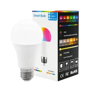 Smart App-Controlled LED Light Bulb, E26/E27/B22, Alexa and Google Voice Assistant, Wi-Fi, 9W