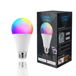 E26/E27 Base Smart LED Bulb, Wi-Fi RGB Multicolor Dimmable Light Bulb Compatible with Google Home & Alexa