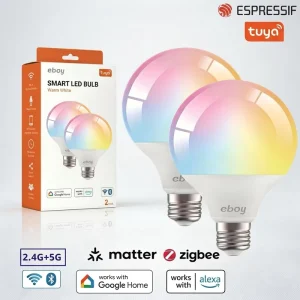 E26 G25 G80 RGBCW 9W 900 lm ETL Tuya WiFi Dimmable LED Smart Home Bulb with Alexa and Google App Control