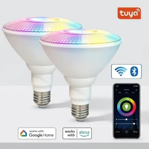 E26 PAR38 RGBCW 12W 1100LM ETL Tuya Wi-Fi App-Controlled Dimmable LED Smart Home Bulb Compatible with Alexa and Google