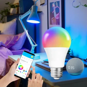 E26 RGB Smart LED Bulb 120V 800LM RGB+2700K 6500K Dimmable LED Bulb CRI8015000H Long-Life RGBW Smart Bulb