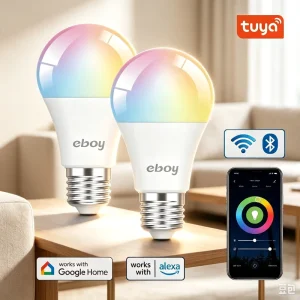 E27 A60 RGBCW 9W 806 lm Tuya WiFi Smart LED Bulb, Dimmable, App and Voice Control, Alexa Google Home, CE ERP Home Lighting