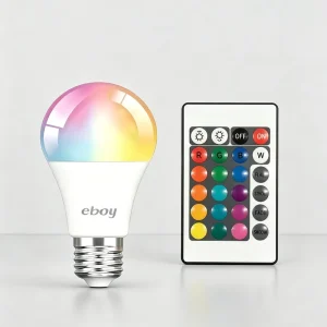 E27 B22 A60 RGBW 9W 806 lm Infrared Bulb, Dimmable LED Light with Infrared Remote Control, Household Smart Bulb