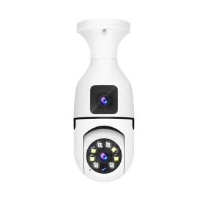 E27 Dual Lens Full Color Night Vision PTZ Camera Smart Home Wireless Security Wi-Fi Two-Way Audio CMOS Sensor Motion Memory Card