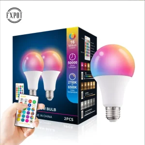E27 E26 B22 3W 5W 9W RGBW Creative Colorful Aluminum-Plastic Remote-Controlled LED Smart Bulb