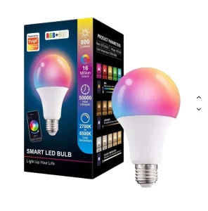 E27 E26 B22 WiFi-Controlled LED Bulb, Voice-Control Compatible, Multicolor RGB, 9W/15W