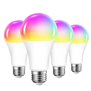 E27 RGB LED Smart Bulb with Tuya App and Wireless Control, 7-Color-Changing Remote Control, Suitable for Residential AC Power