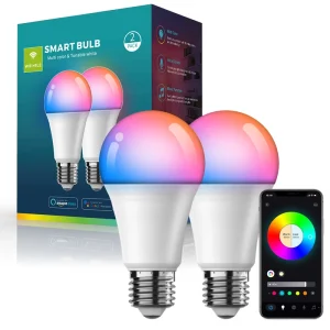 Tuya Smart E27 RGB LED Bulb, High-Power 9W/15W, Remote-Controlled Switch Modes, Plastic Reflector, AC-Powered