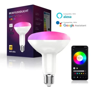 E27 RGB LED Smart Bulb, High-Power 9W/15W, Remote Control, WiFi, RoHS-Certified, PC Plastic Reflector, AC-Powered