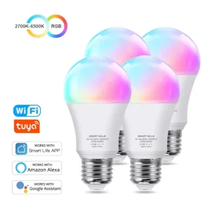 E27 WiFi Smart Control LED Bulb 15W 18W RGB Bulb, Smart Dimmable Smart Home Bulb Compatible with Alexa and Google Assistant