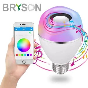 E27 LED Wireless BLE Speaker Light Bulb 8W 85-265V RGBW Smart LED Music Light Controlled by iOS/Android App