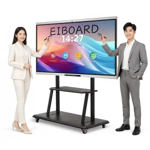 EIBOARD 75 Inch Smart Interactive Display Wall Mount Floor Movable 4K Infrared 20 Points Finger Touch Anti Glare Conference