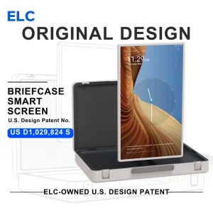 ELC U.S. Design Patent 27 Inch LCD Android Touchscreen Briefcase Monitor Rechargeable Battery Display Screen