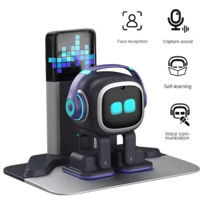 EMO Smart Ai Robot Companion Built in ChatGPT & Camera Voice Commands Dancing Desktop Robot Pet Gift with Charging Home Station