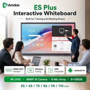 ES EDLA Certified Interactive Whiteboard 4K with 8GB RAM/128GB Storage and Google Apps for Education & Business