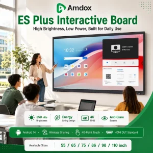ES Interactive Digital Board 4K Smart Classroom Board Android 14 Windows OS 40 Points Touch Wireless Casting Whiteboard